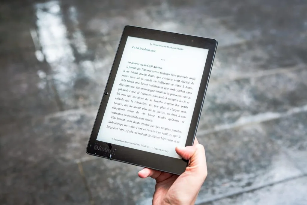 Someone holding an eBook