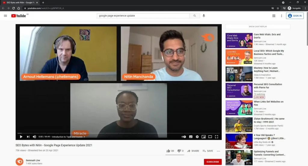 YouTube video before adding keyword in tags