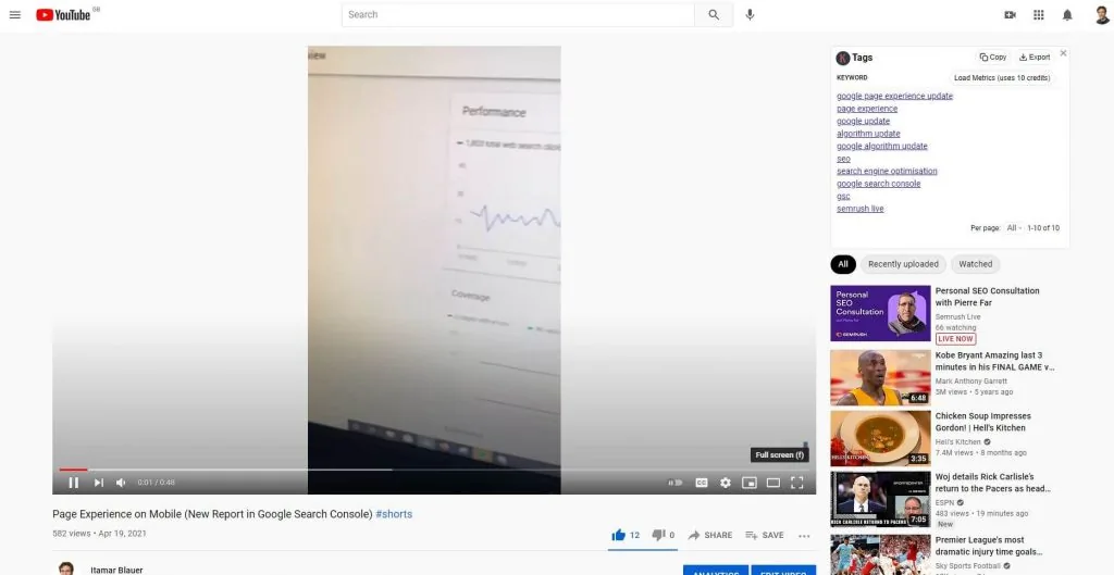 Adding competitor to my video tags