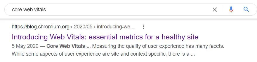 Core Web Vitals Chromium blog post 5 May 2020