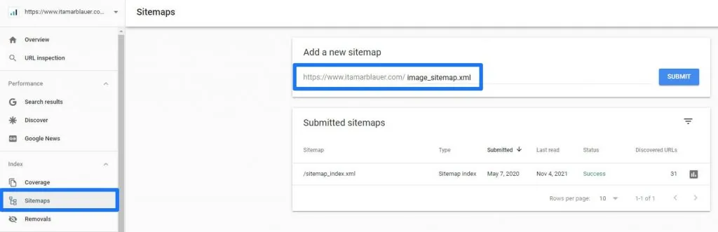 Adding an image sitemap in Google Search Console for Image SEO